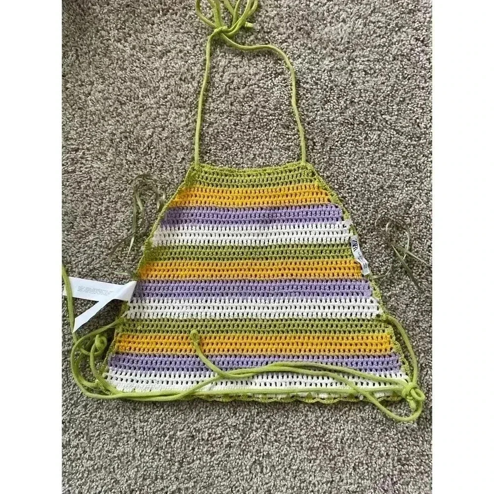 Zara Crochet Top Tank Stripes - Picture 3 of 5